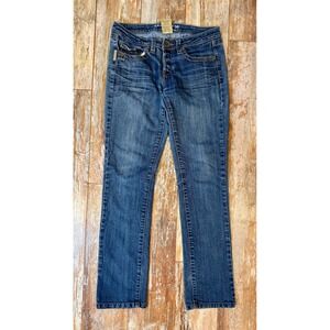 American Flavour Womens Straight Leg Jeans Blue Medium Wash Button Fly Size 9/10